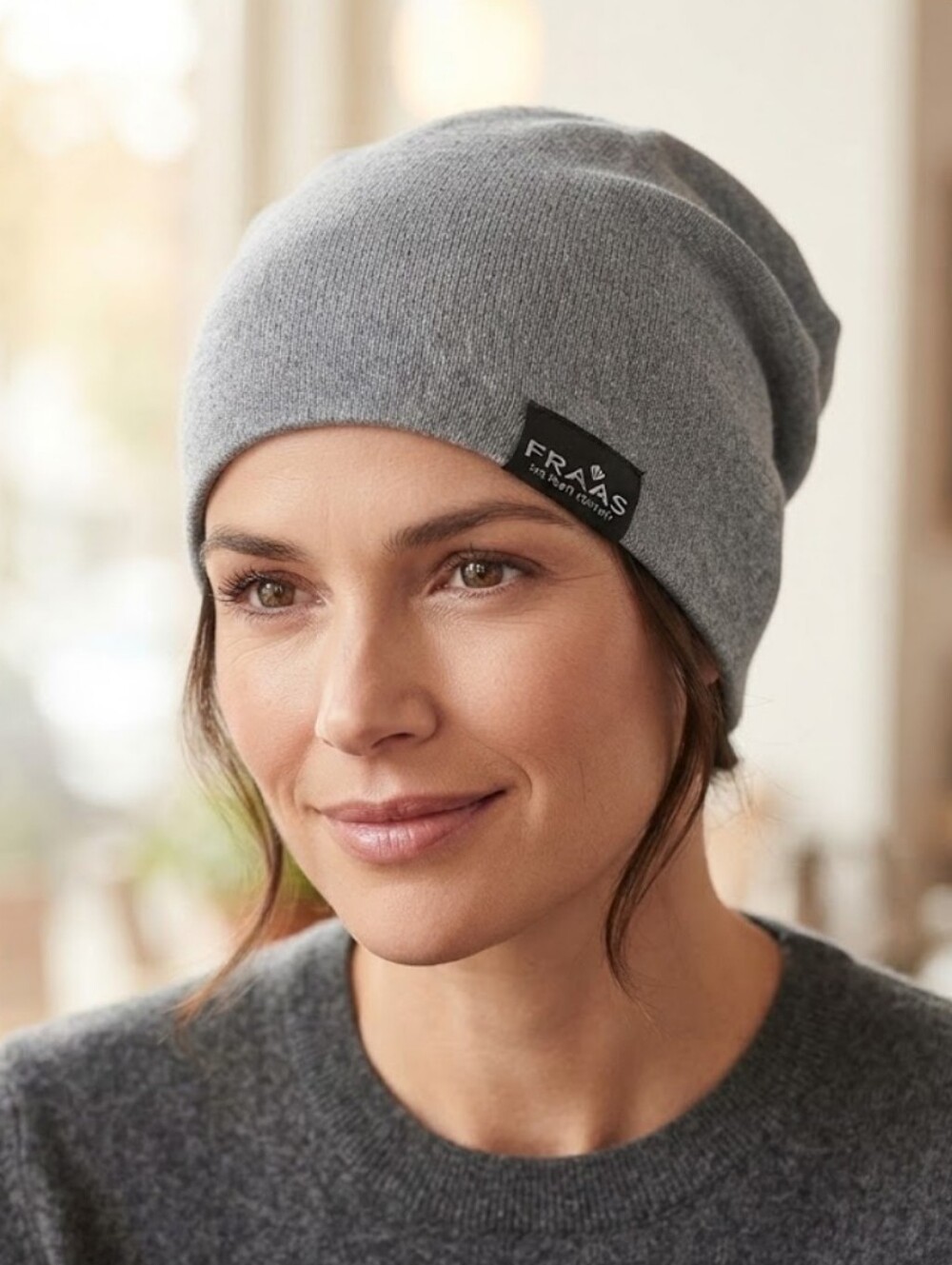 Fraas Gray Knit Cashmere Blend Beanie